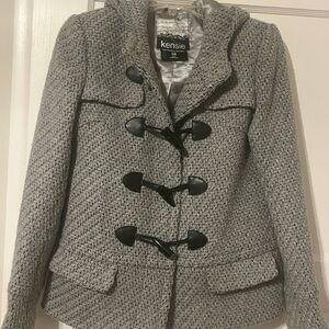 Kensie Women's Black and Gray Toggle Pea Coat